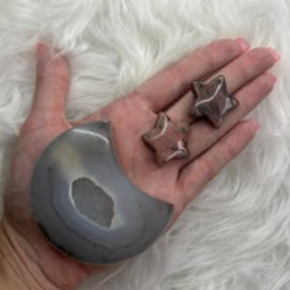 LG Druzy Agate Moon & Rhodonite Star Bundle - Picture 13 of 13